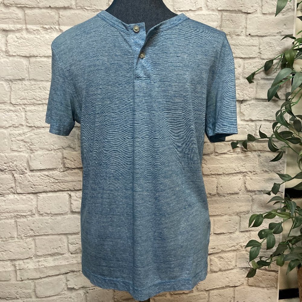 Theory Blue Short Sleeve Men's Henley Tee